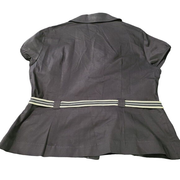 Robbie Bee Womens Belted Blazer Black Size 16 Cotton Blend Short Stretch Sleeve - Picture 2 of 12